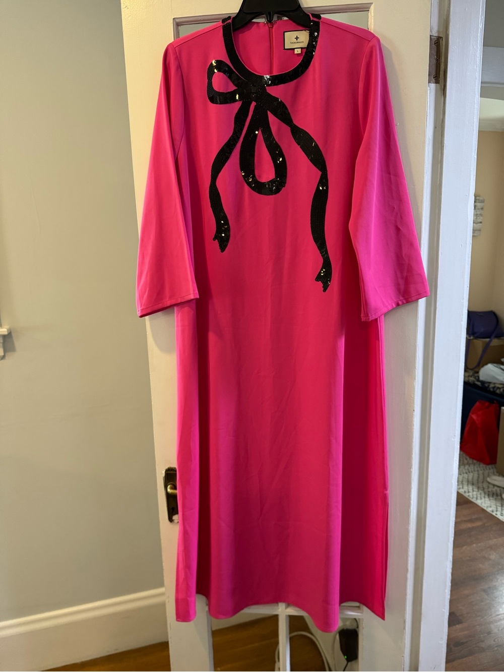 Tuckernuck Hot Pink Dress with Black Bow Motif